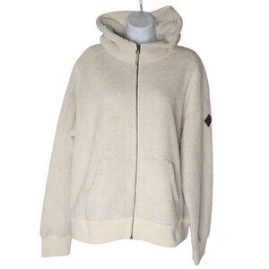 Burton Women's Lynx Full Zip Fleece Jacket L Creme Brulee Snowboard Hooded